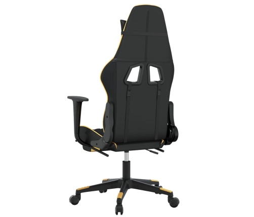 Silla gaming masaje y reposapiés cuero sintético negro dorado