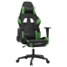 Silla gaming de masaje y reposapiés cuero sintético negro verde