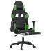 Silla gaming de masaje y reposapiés cuero sintético negro verde