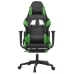 Silla gaming de masaje y reposapiés cuero sintético negro verde