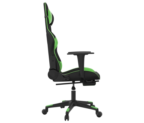 Silla gaming de masaje y reposapiés cuero sintético negro verde