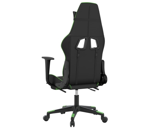 Silla gaming de masaje y reposapiés cuero sintético negro verde