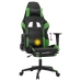 Silla gaming de masaje y reposapiés cuero sintético negro verde