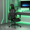 Silla gaming de masaje y reposapiés cuero sintético negro verde