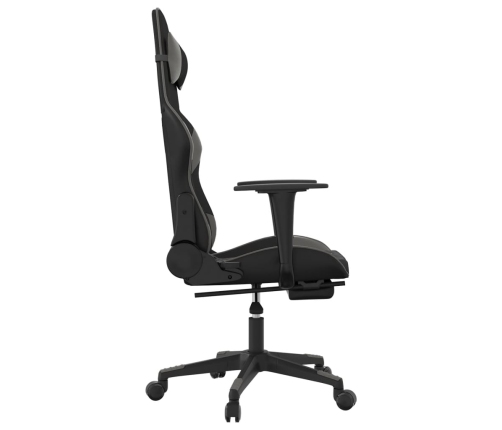 Silla gaming de masaje y reposapiés cuero sintético negro gris