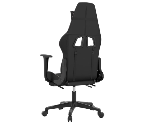 Silla gaming de masaje y reposapiés cuero sintético negro gris