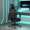 Silla gaming de masaje y reposapiés cuero sintético negro gris