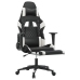 Silla gaming masaje y reposapiés cuero sintético negro blanco