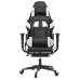 Silla gaming masaje y reposapiés cuero sintético negro blanco