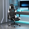 Silla gaming masaje y reposapiés cuero sintético negro blanco