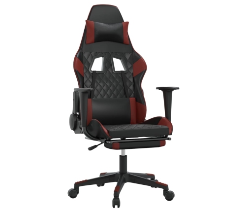 Silla gaming masaje reposapiés cuero sintético negro rojo tinto