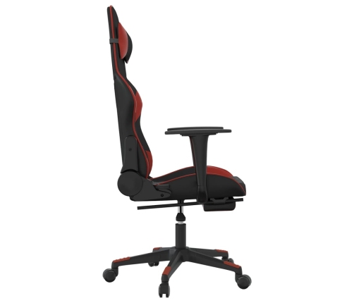 Silla gaming masaje reposapiés cuero sintético negro rojo tinto