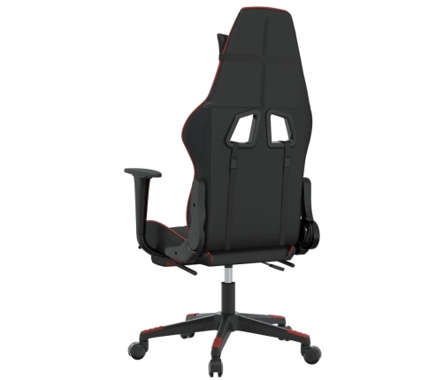 Silla gaming masaje reposapiés cuero sintético negro rojo tinto