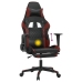 Silla gaming masaje reposapiés cuero sintético negro rojo tinto