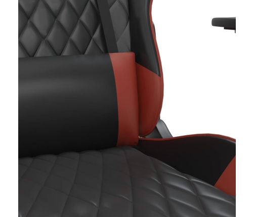 Silla gaming masaje reposapiés cuero sintético negro rojo tinto