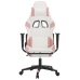 Silla gaming masaje y reposapiés cuero sintético blanco y rosa