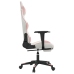 Silla gaming masaje y reposapiés cuero sintético blanco y rosa