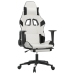 Silla gaming masaje y reposapiés cuero sintético negro blanco