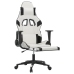 Silla gaming masaje y reposapiés cuero sintético negro blanco