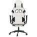 Silla gaming masaje y reposapiés cuero sintético negro blanco