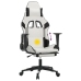 Silla gaming masaje y reposapiés cuero sintético negro blanco