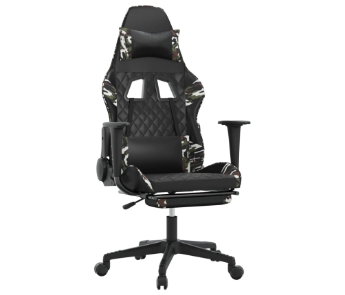 Silla gaming masaje reposapiés cuero sintético negro camuflaje