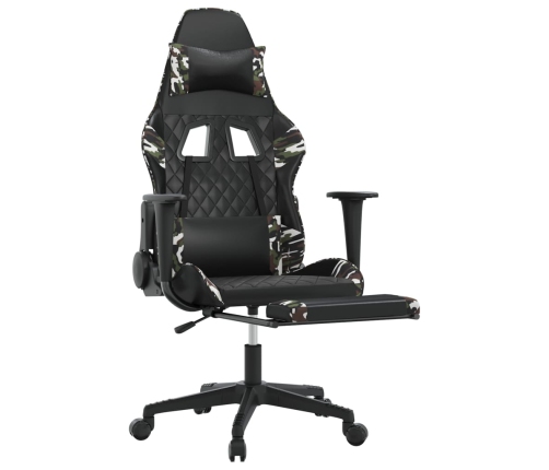 Silla gaming masaje reposapiés cuero sintético negro camuflaje