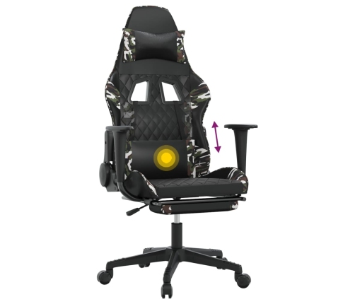 Silla gaming masaje reposapiés cuero sintético negro camuflaje