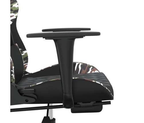 Silla gaming masaje reposapiés cuero sintético negro camuflaje