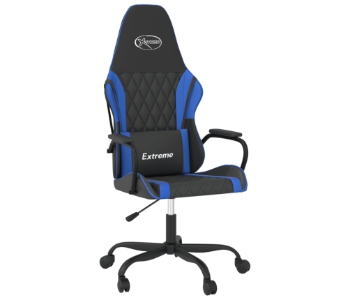 Silla gaming de masaje cuero sintético negro y azul