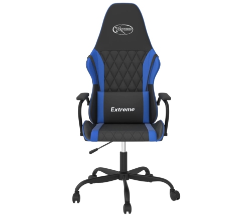 Silla gaming de masaje cuero sintético negro y azul