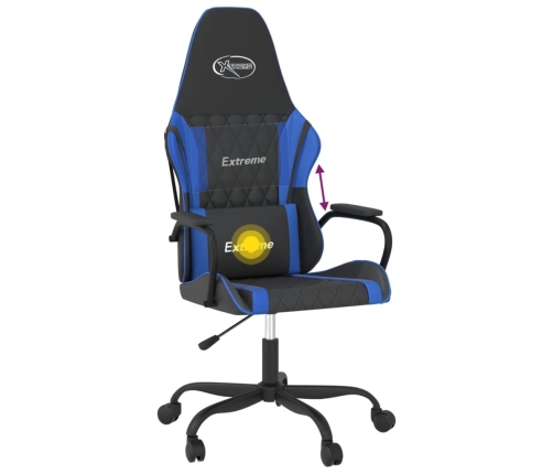 Silla gaming de masaje cuero sintético negro y azul