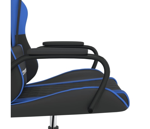 Silla gaming de masaje cuero sintético negro y azul