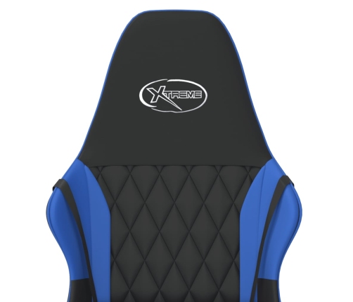 Silla gaming de masaje cuero sintético negro y azul