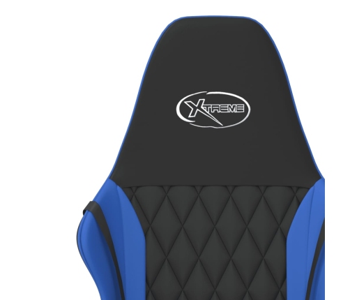 Silla gaming de masaje cuero sintético negro y azul