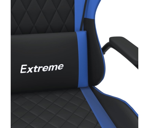 Silla gaming de masaje cuero sintético negro y azul