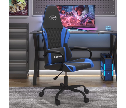 Silla gaming de masaje cuero sintético negro y azul