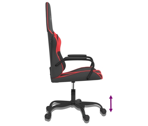 Silla gaming de masaje cuero sintético negro y rojo