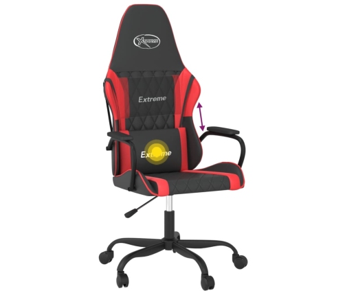 Silla gaming de masaje cuero sintético negro y rojo