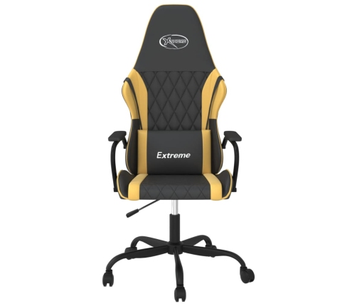 Silla gaming de masaje cuero sintético negro y dorado