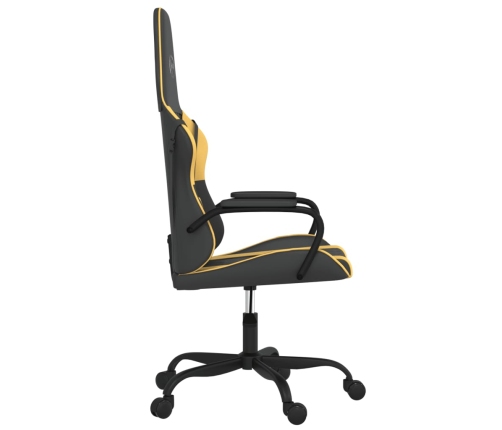 Silla gaming de masaje cuero sintético negro y dorado