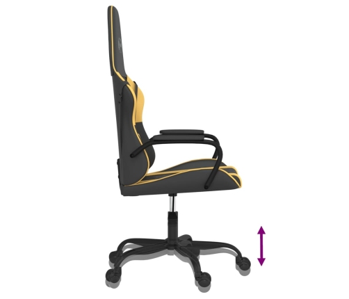 Silla gaming de masaje cuero sintético negro y dorado