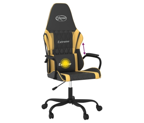 Silla gaming de masaje cuero sintético negro y dorado