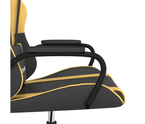 Silla gaming de masaje cuero sintético negro y dorado