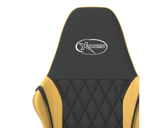 Silla gaming de masaje cuero sintético negro y dorado