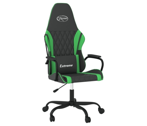 Silla gaming de masaje cuero sintético negro y verde