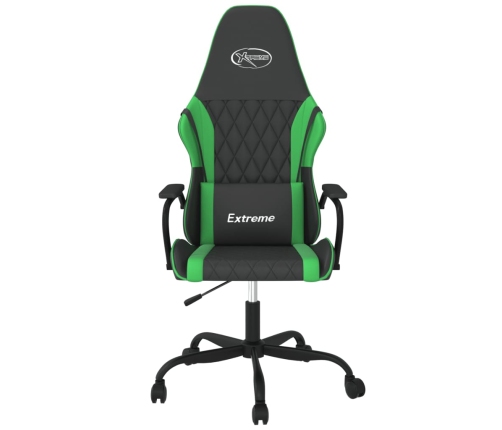 Silla gaming de masaje cuero sintético negro y verde