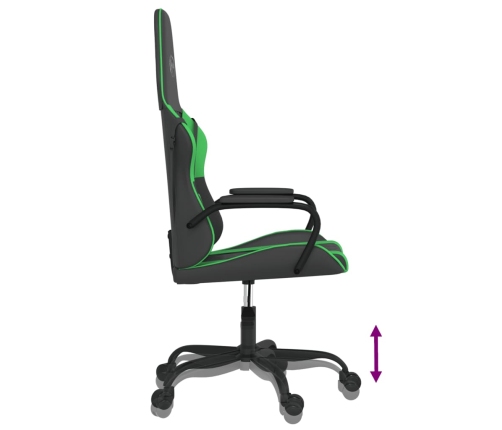 Silla gaming de masaje cuero sintético negro y verde