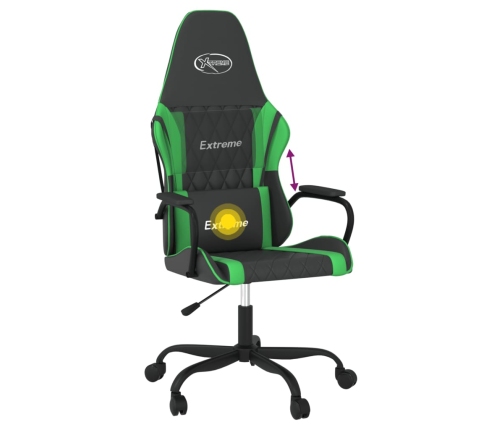 Silla gaming de masaje cuero sintético negro y verde