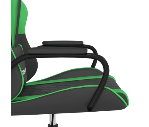 Silla gaming de masaje cuero sintético negro y verde